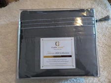 Clara Clark Deluxe Gray Bed Sheet Set Premier 1800 Collection Queen Sz 4 Piece 