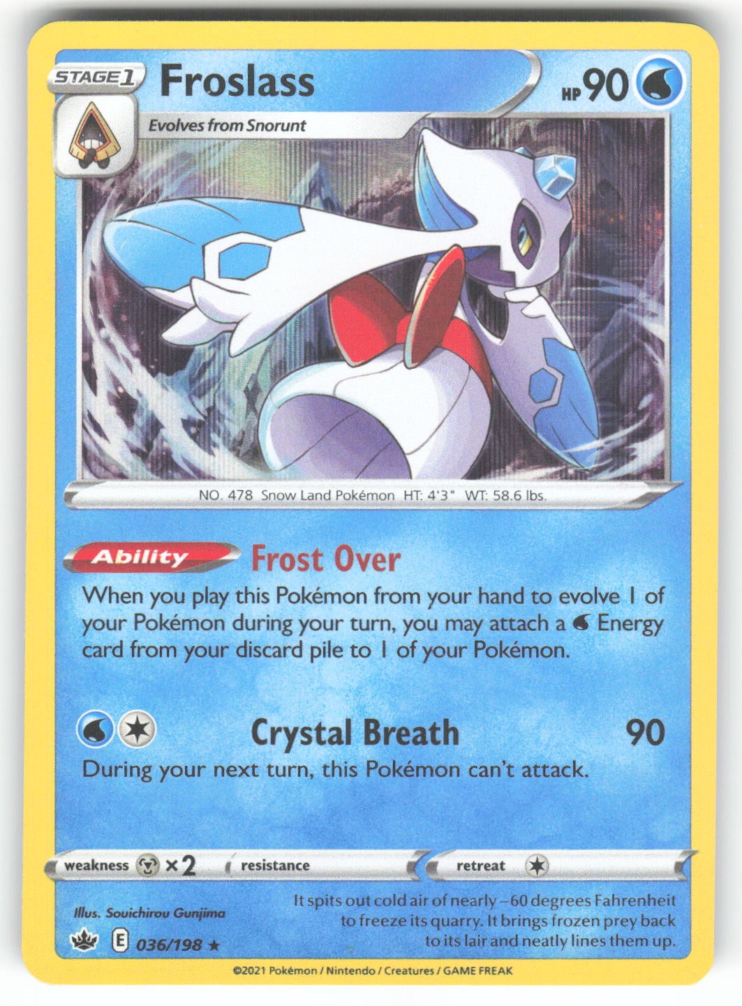 Froslass 036/198 Holo Rare Chilling Reign Pokemon Near Mint