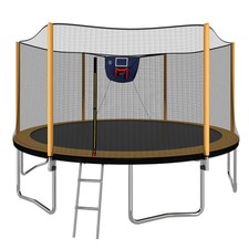 14ft Trampoline with Basketball Hoop, Ladder  Air Pump  UV  ASTM Safe