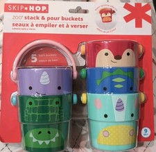 Skip Hop Zoo Stack Pour Buckets Set Water Sprinkle Effects Bath Toy 9 Months