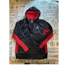 Jordan Therma-FIT Boys Black Red Hooded Full Zip Jacket Size L