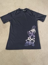 Kanu Surf Women's Navy Rash Guard With Floral Design Size M