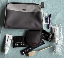 TUMI for Delta New Amenity Kit Small Zippered Soft Travel Case Toiletry Bag