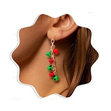 Jingle Bell Dangle Earrings Christmas Long Bell Earrings Christmas Dangling Hook