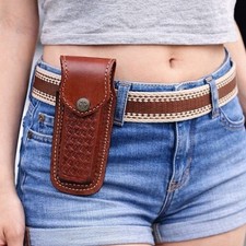 5" Dark Brown Leather Sheath for Buck 110 Pocket Folding Knife Pouch Cover Case