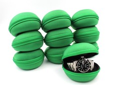 10 Porta Orologi Rotonde Verdi Interno Antigraffio Rigido Idea Regalo Travel Box