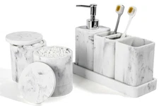 Bathroom Accessories Set, 6 Piece Bathroom Set with Toothbrush Holders, Soap ...