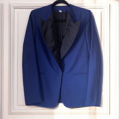 ACNE STUDIOS Cast Shark Wool Mohair Tuxedo Blazer Jacket in Blue Size 36/S