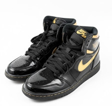 Nike Jordan 1 Retro High Black Metallic Gold GS 5.5Y / 7 Women