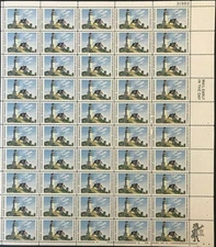 Maine Statehood Lighthouse Sheet of Fifty 6 Cent Postage Stamps Scott 1391