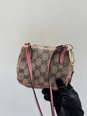 Vintage GUCCI GG Shoulder Bag Brown PVC Leather Crossbody Authentic From Japan