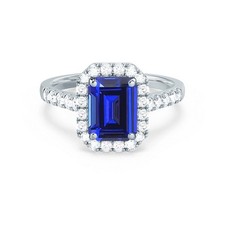 Tanzanite Emerald Cut Ring 8x6mm 925 Sterling Silver Engagement Ring for Women