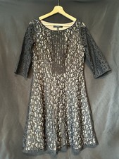 Nine West Black And Beige Half Sleeve Layered Dress Size 10
