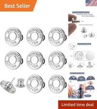 8 Sets of 17 mm Pants Button, Jean Buttons Pins for Loose Jeans, Adjustable B...