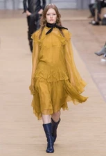 Chloé Boho Ruffle Silk Top Blouse in Mustard Sz FR38 Chloe