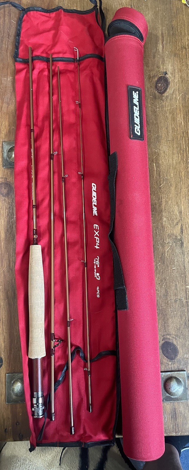 RARE GUIDELINE EXP4..7 FOOT 6 RATED #3..4 PIECE FLY FISHING ROD IN HARD TUBE