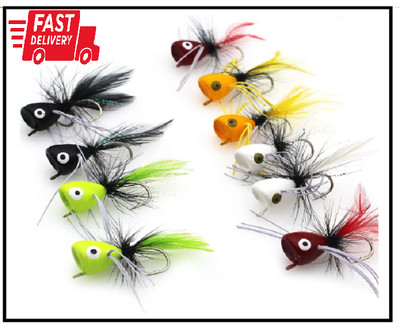 Fly Fishing Poppers, Topwater Fishing Lures Bass Crappie Bluegill Sunfish Panfis