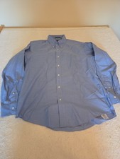 Lands End Mens Blue Pinpoint Oxford Button Down Dress Shirt Size 16-35