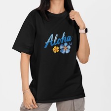 Aloha T Shirt Hawaiian Flower Tee Summer Beach Vacation Shirt Cotton Unisex