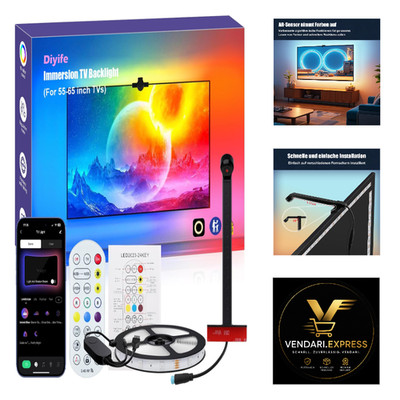 Diyife LED TV Hintergrundbeleuchtung 4M 120 LEDs AR Farbe Sync