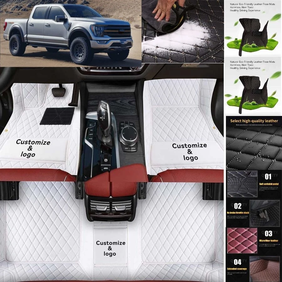 For Ford F150 Crew Cab Car Floor Mats Anti-Slip Carpets Handmde Liners Foto 2 de 4