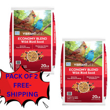 2 PK Vibrant Life Economy Blend Wild Bird Seed with Black Oil Sunflower, 20 lb