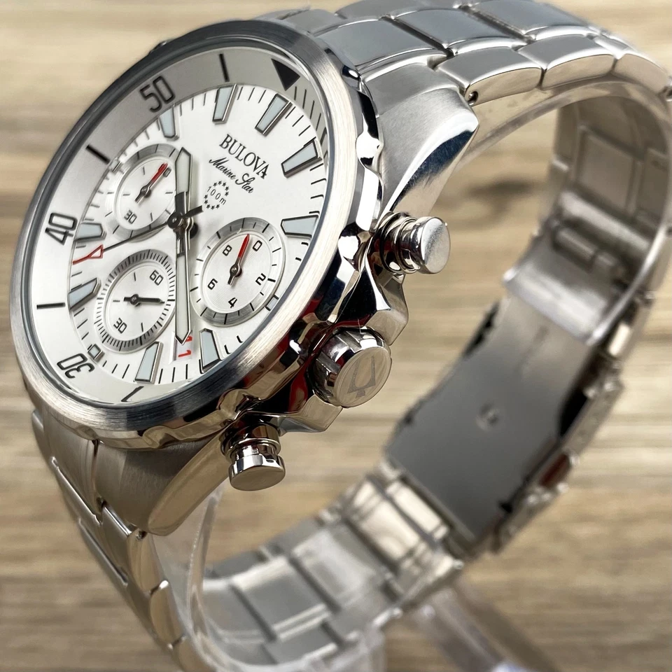 Bulova Marine Star 43mm White Dial Stainless Steel Quartz Men's Watch 96B255 - Image 4 of 4