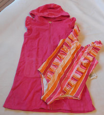 Jessica Simpson Girls One Piece Swim Suit  Terry Cloth Cover Up Size 6 Pink NWT