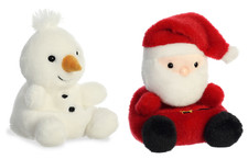 Palm Pals Holiday Plush 2 Piece Bundle, Santa and Snowman