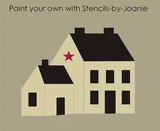 Country Farmhouse Stencil 3" T Saltbox Family Home shape Primitive Farm Art Sign