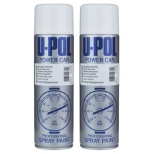 2x Pintura en aerosol de secado rápido Upol Power Can Topcoat blanco brillante 500 ml