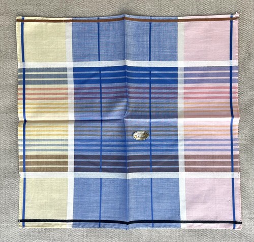 Set of Three Vintage Tissgar French Plaid Handkerchiefs, Pocket Squares 10.5" - Picture 6 of 8