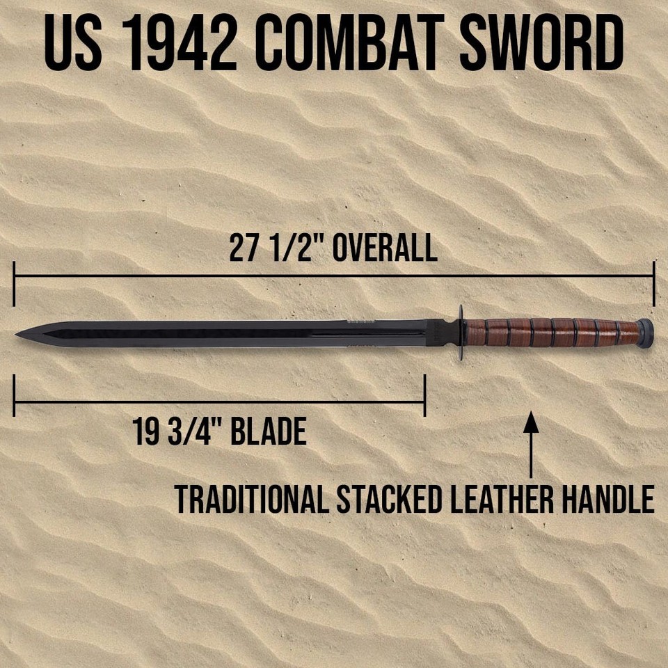 US 1942 Double-Edge Combat Sword and Nylon Shoulder Sheath | Overall 27 ...