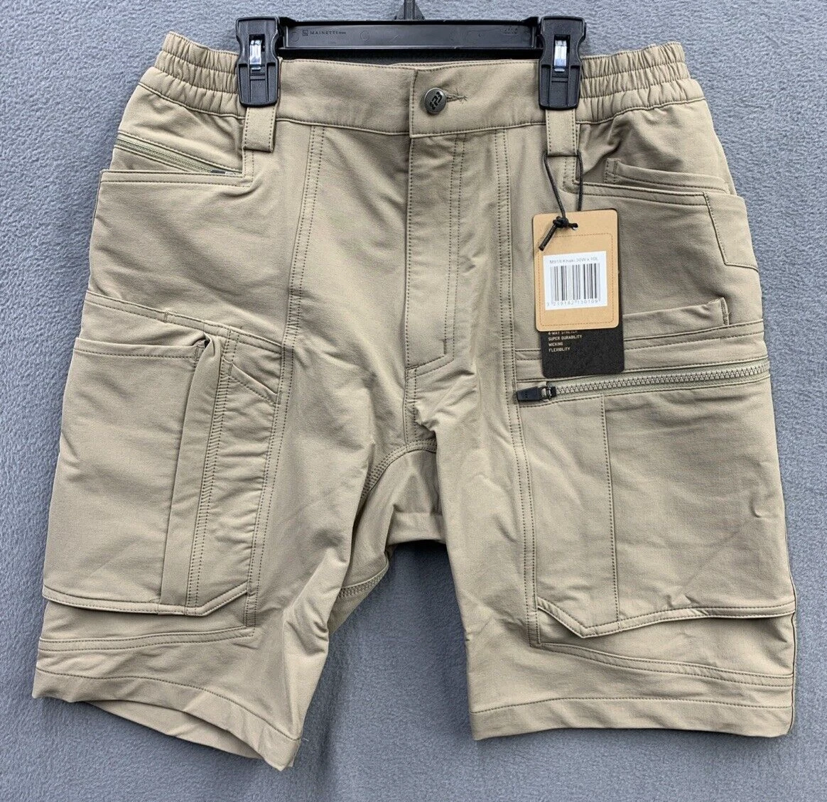 Power Three Men’s 4 Way Stretch Khaki Hiking Shorts Size 30x10 Moisture