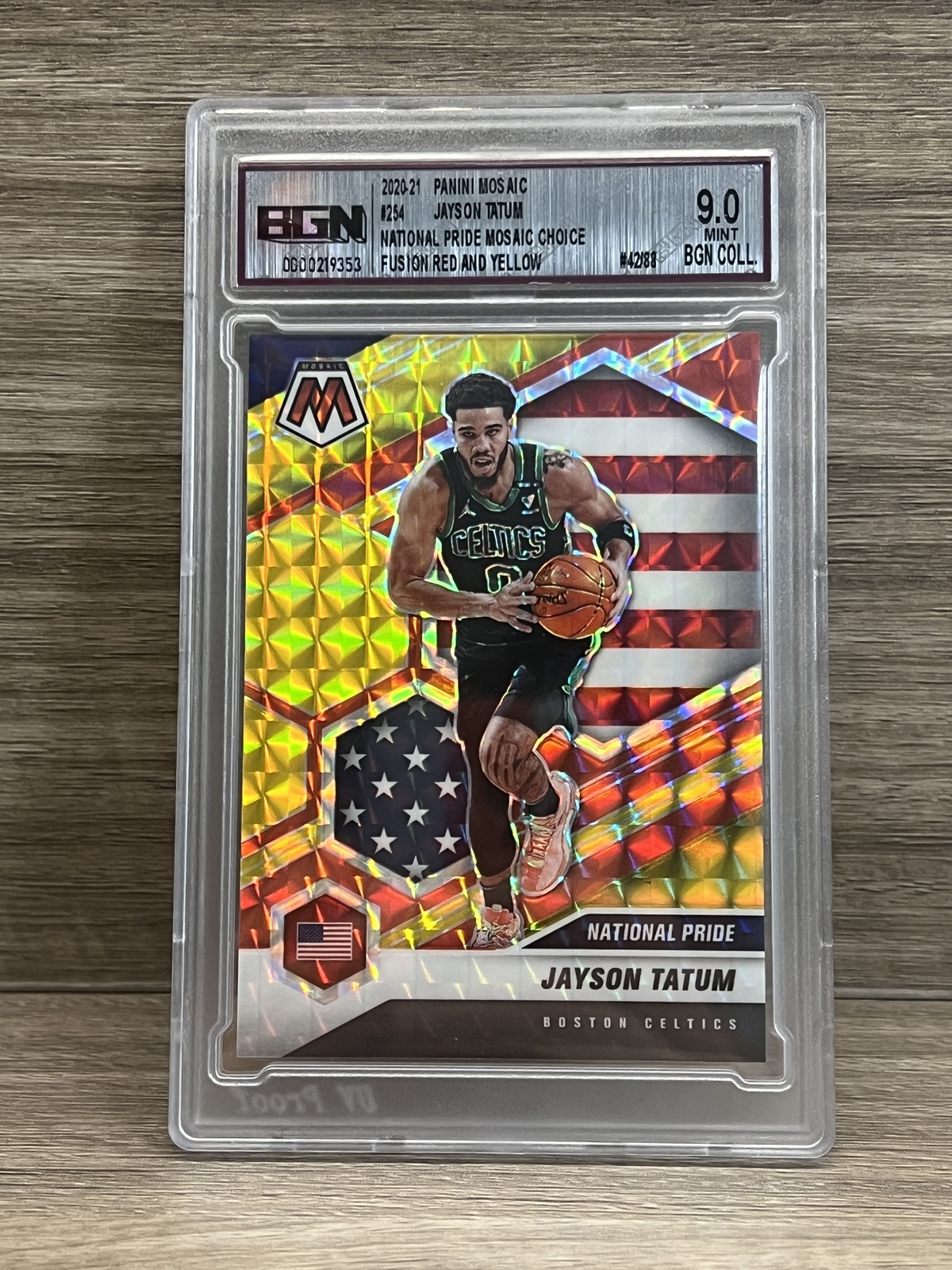 2020-21 Mosaic #254 Jayson Tatum /88 Choice Fusion Red Yellow National Pride!