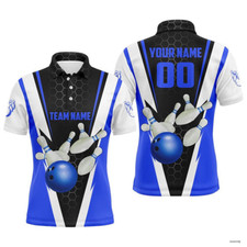 Custom Name And Team Name Strike Bowling Ball Bowling Polo Shirts For Men Women