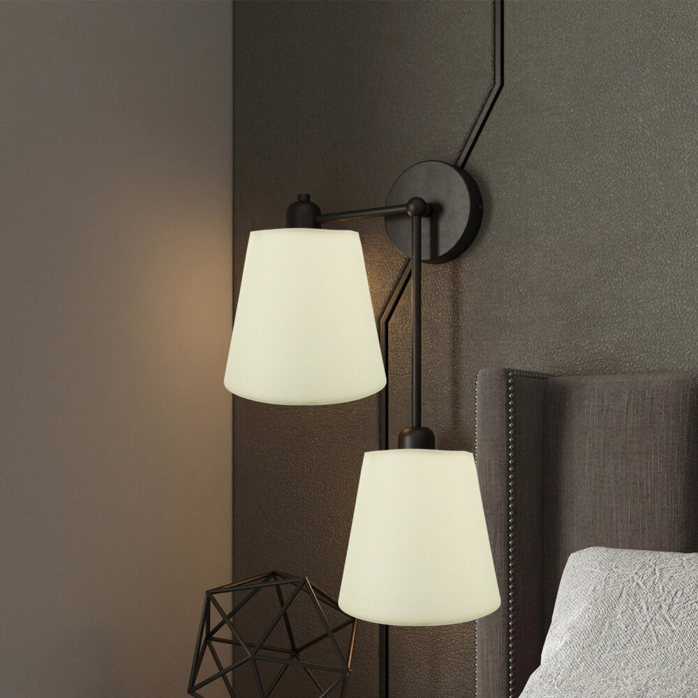 2 Pcs Chimney Lamp Shades Candelabra Fabric Lampshade Rattan eBay