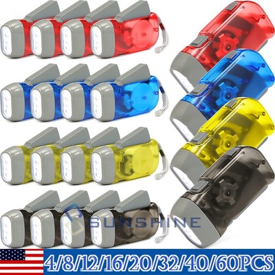Portable Hand Pressing Crank Dynamo Flashlight Manual Camping LED Torch Light