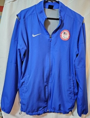 Nike Dri Fit Team USA Olympics Full Zip Med Mesh Lining Jacket Pockets *read* 