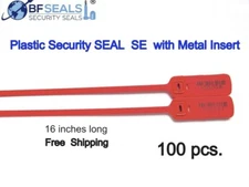Security PLASTIC SEAL  SE, Adjustable, 100 pcs, 16" numbered, RED. BF-30SE15