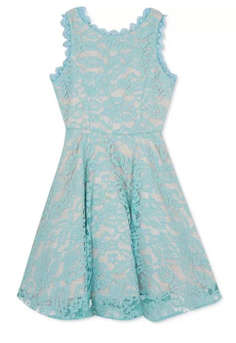 scalloped lace fit and flare dress Romantic And Feminine Embellished Lace Fit-And-Flare Wedding Dress With  Buttons