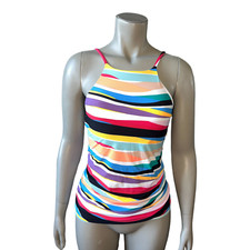 Anne Cole Multicolor Striped High-Neck Tankini Swim Top Small NWT