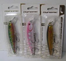Dynamic Lures J-Spec 3" Long ( 1 Brook Trout, 1 Holofoil Gold, 1 Bubble Gum)