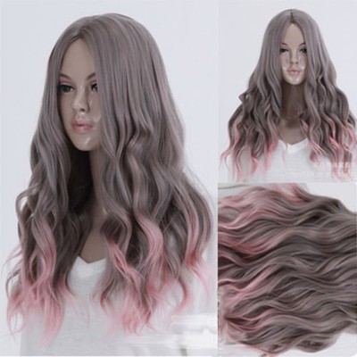 Ombrr Gray Pink Beauty Wig Amazon.com: x3anggyt5 Wig for Women Gray Pink Wigs with  main image 4
