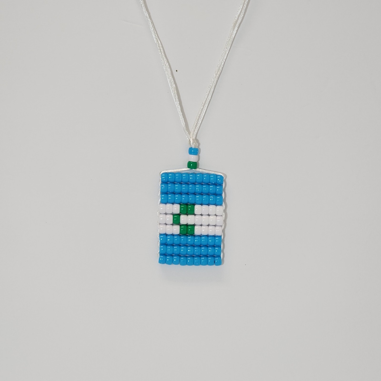 Guatemala Flag Car Mirror Danglers/Necklace . Mini Beaded Flag 2.5" x 3