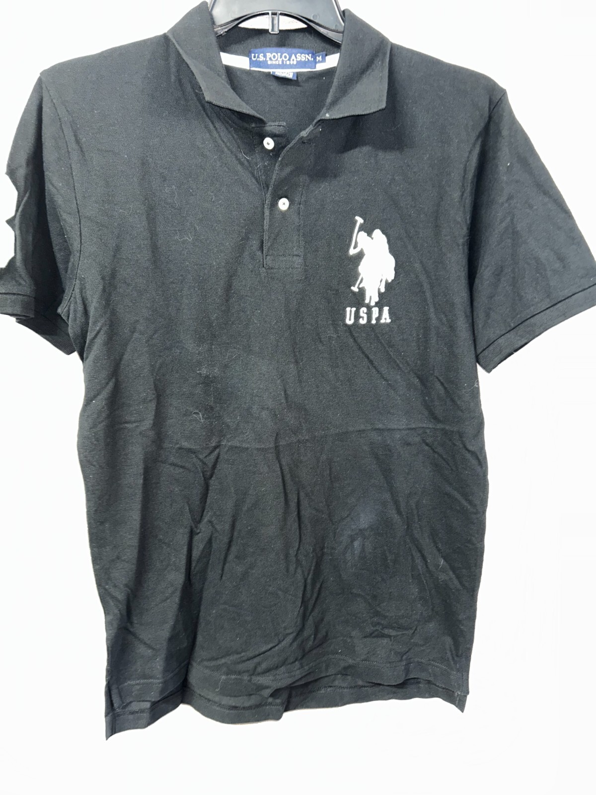 Polo USA vintage Assn. Camicia Uomo Media Nera Big Pony #3 Logo Manica Corta