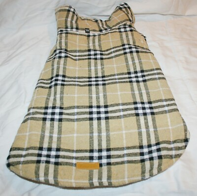 Kuoser Dog Jacket Coat Vest Reversible Plaid Winter Quilted 17'' Back *HOLE*