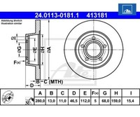 2 St. Bremsscheibe Ate 24.0113-0181.1 FüR Audi A4 Avant A4