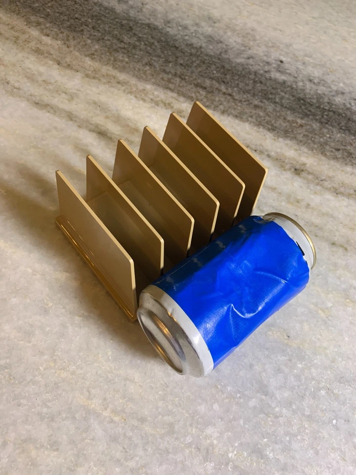 Small Vintage Mid Century Mail Letter Holder Stand Rack Minimalist Beige Tan - Image 2 of 4