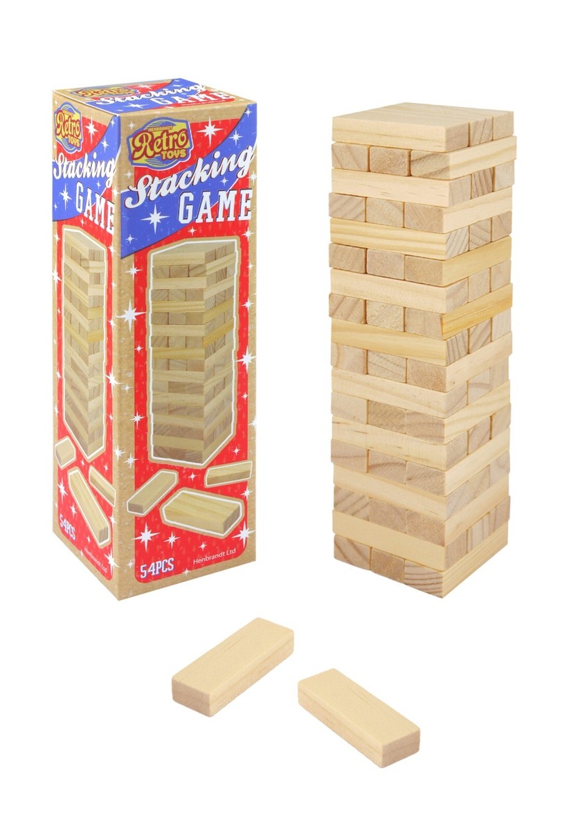 54Pcs Wooden Tumbling Tower Stacking Game Fun Blocks Classic Building Gift  Box | eBay UK